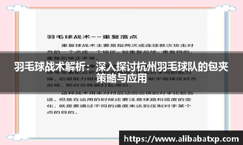 羽毛球战术解析：深入探讨杭州羽毛球队的包夹策略与应用